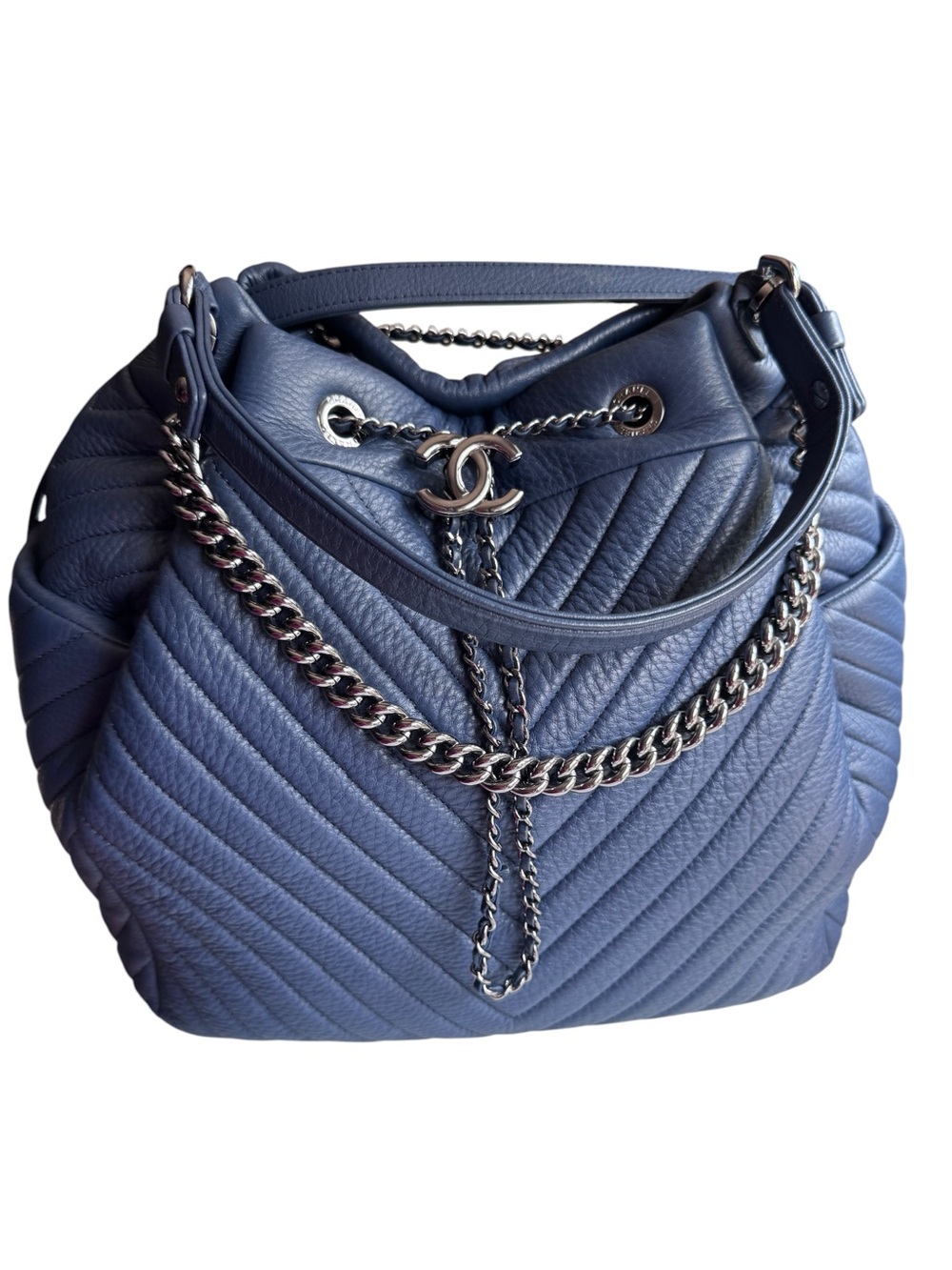 CHANEL Blue Chevron Shoulder Bag - Picture 4 of 11